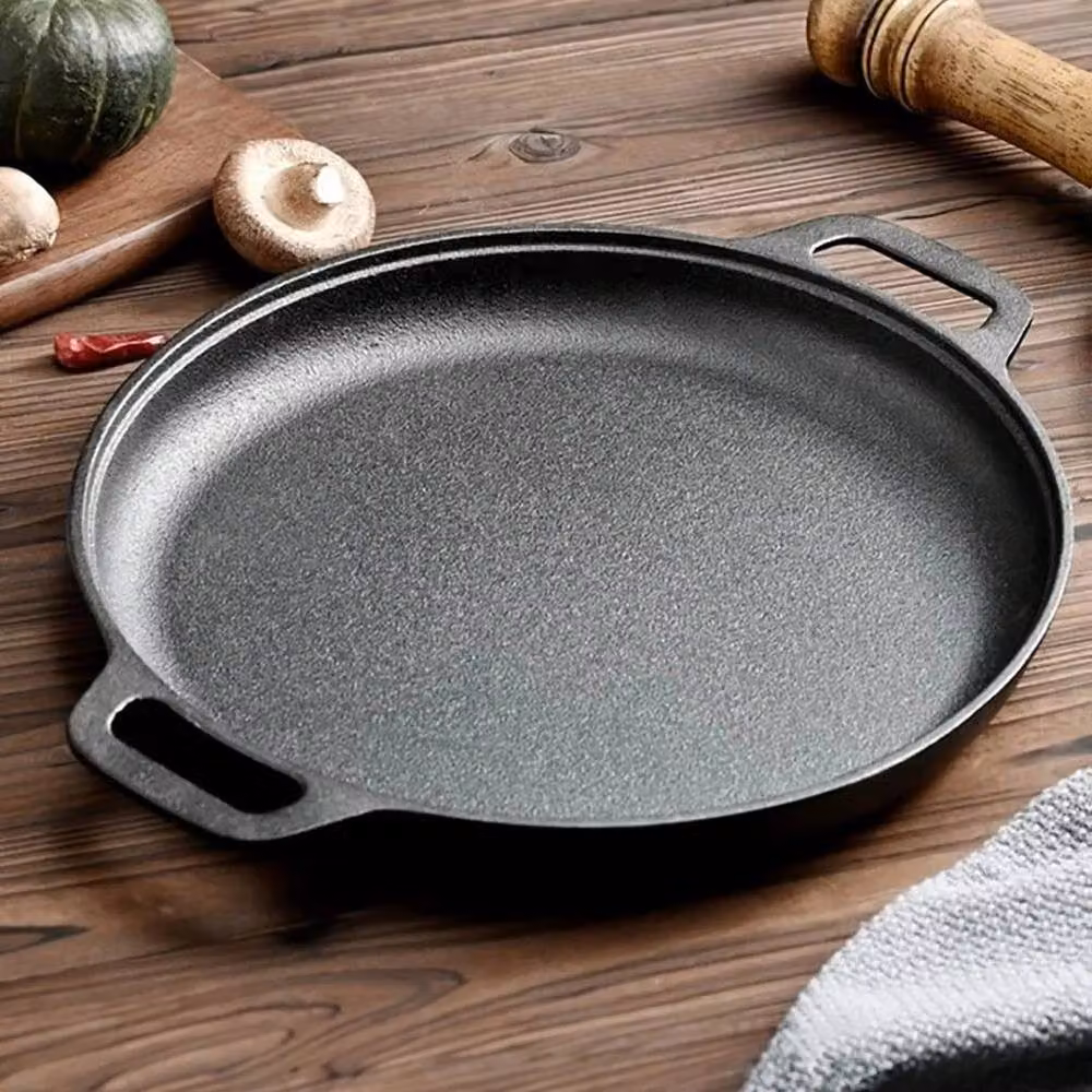 Kelvenix Cast Iron Griddle Grill Pan, Black, Diameter: 33 cm – 4