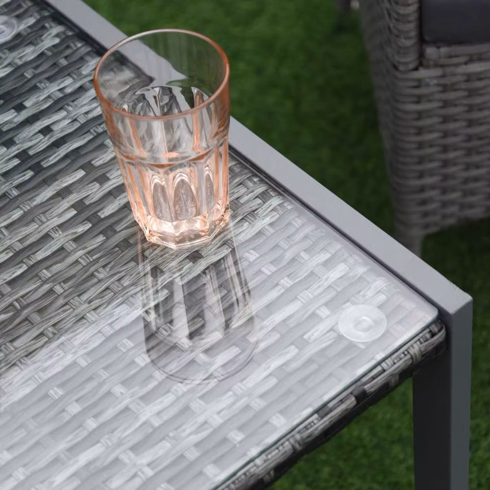 Wyld Haus Visano Grey Rattan Outdoor Side Table with Tempered Glass Top – 5
