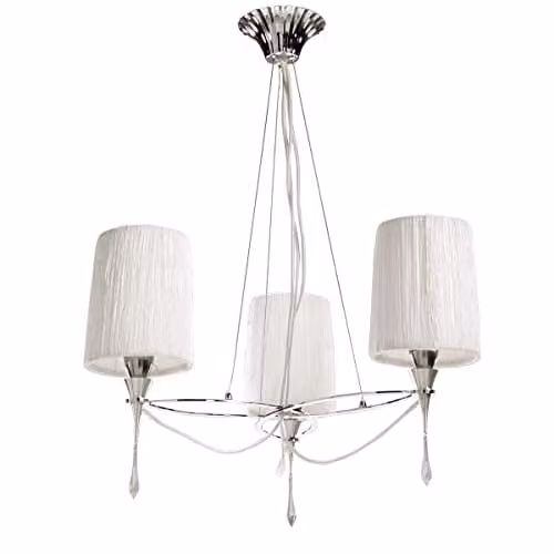 Netlighting Lucca 3-Light Pendant Lamp in Chrome with White Shades and Grey Crystal – 1
