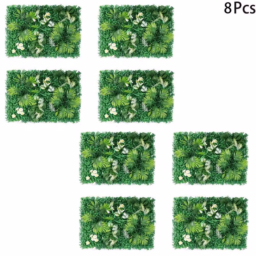 SPETLEK Artificial Greenery Plant Wall Hedge Grass, Green, 4 Pack – 3