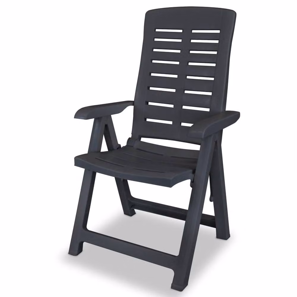 Berkfield Home Set of 6 Reclining Plastic Garden Chairs in Anthracite and Black – 3