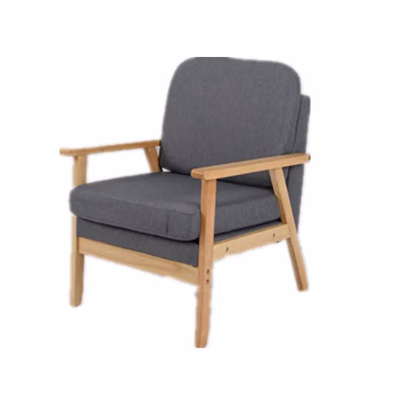 Gymax Mid-Century Upholstered Accent Armchair with Solid Wood Frame in Grey – 2
