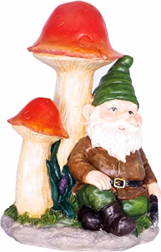 St Helens Home & Garden Solar Garden Ornament Male Gnome with Green Hat and Multicolour Details – 1