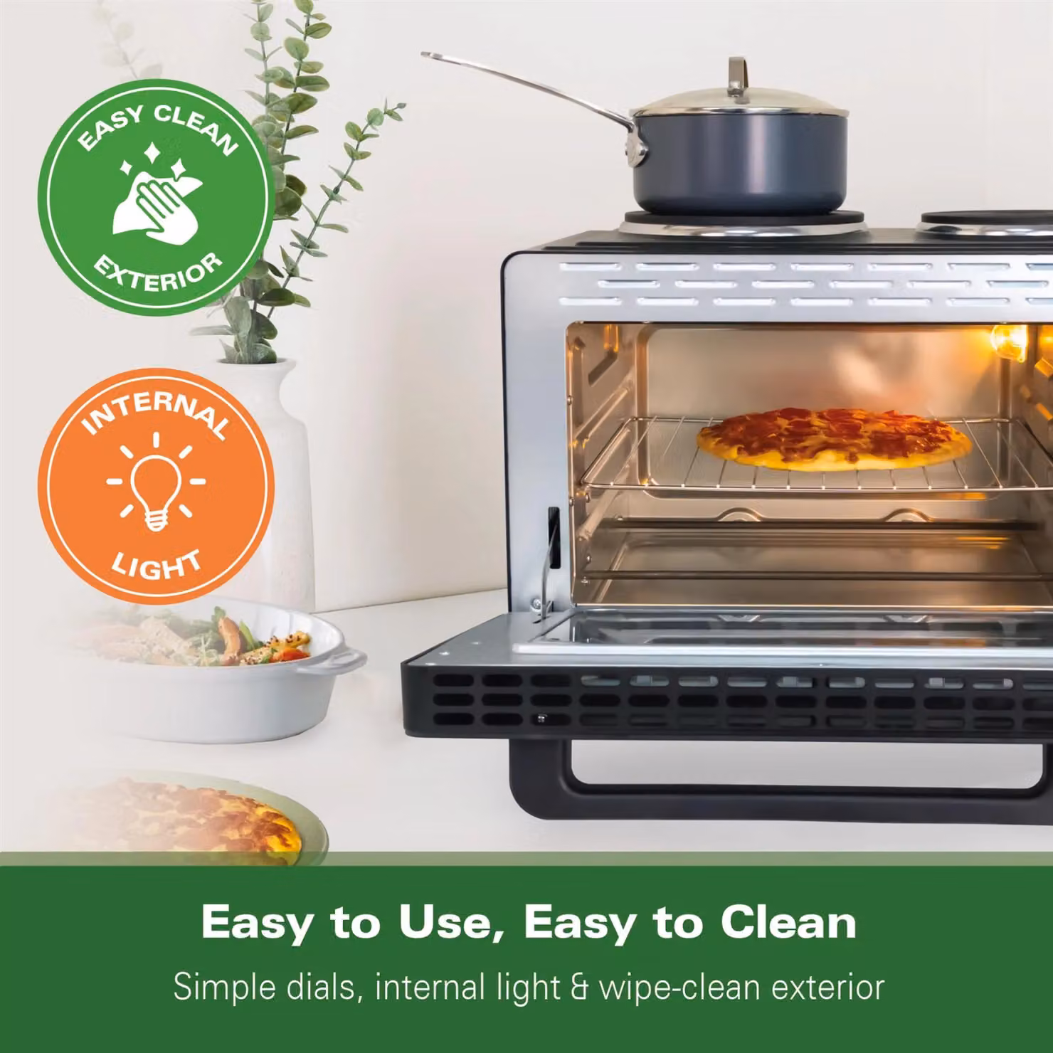 Hamilton Beach 28L Mini Oven with Double Hotplate in Black – 7