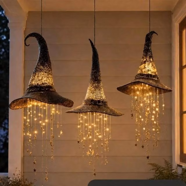 SPETLEK Halloween-Themed Glowing LED Ghost Wind Chime in Black