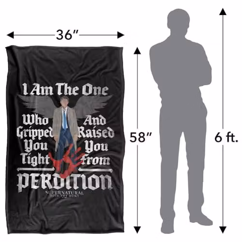 LOGOVISION Supernatural Castiel Raised From Perdition Super Soft Fleece Throw Blanket, Multicolour, W/D/H: 91 x 147 cm – 4