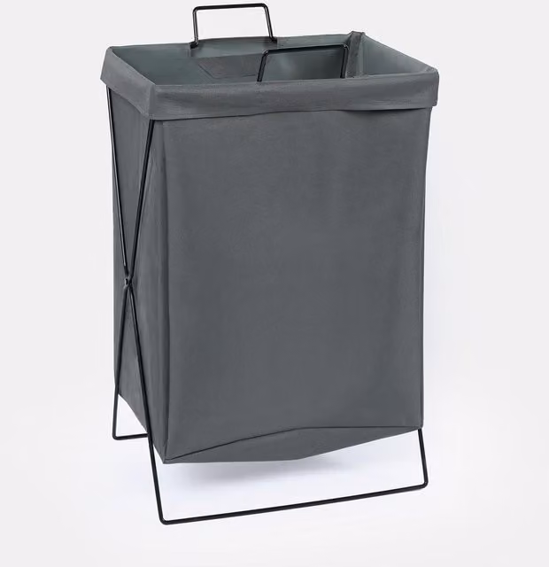 OHS Collapsible Fabric Laundry Basket with Handles, Grey