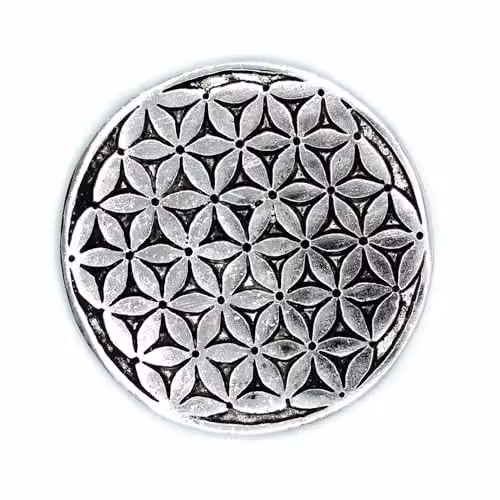 KDMD Polished Aluminium Flower of Life Incense Holder in Silver, 11 cm