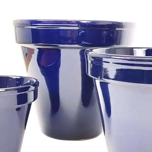 Verano Spanish Ceramics Set of 3 Hand Dipped Blue and Green Terracotta Planters with Drainage Plates W/D/H: 16 x 14 x 23 cm, 23 x 22 x 29 cm and 29 x 27 x 29 cm – 4