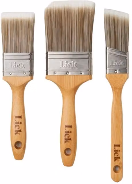 Lick Pro Angled Bamboo Paint Brush, Pack of 3, Brown