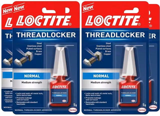 Loctite Medium Strength Transparent Threadlocker Adhesive, 5g per unit, 4 Pack