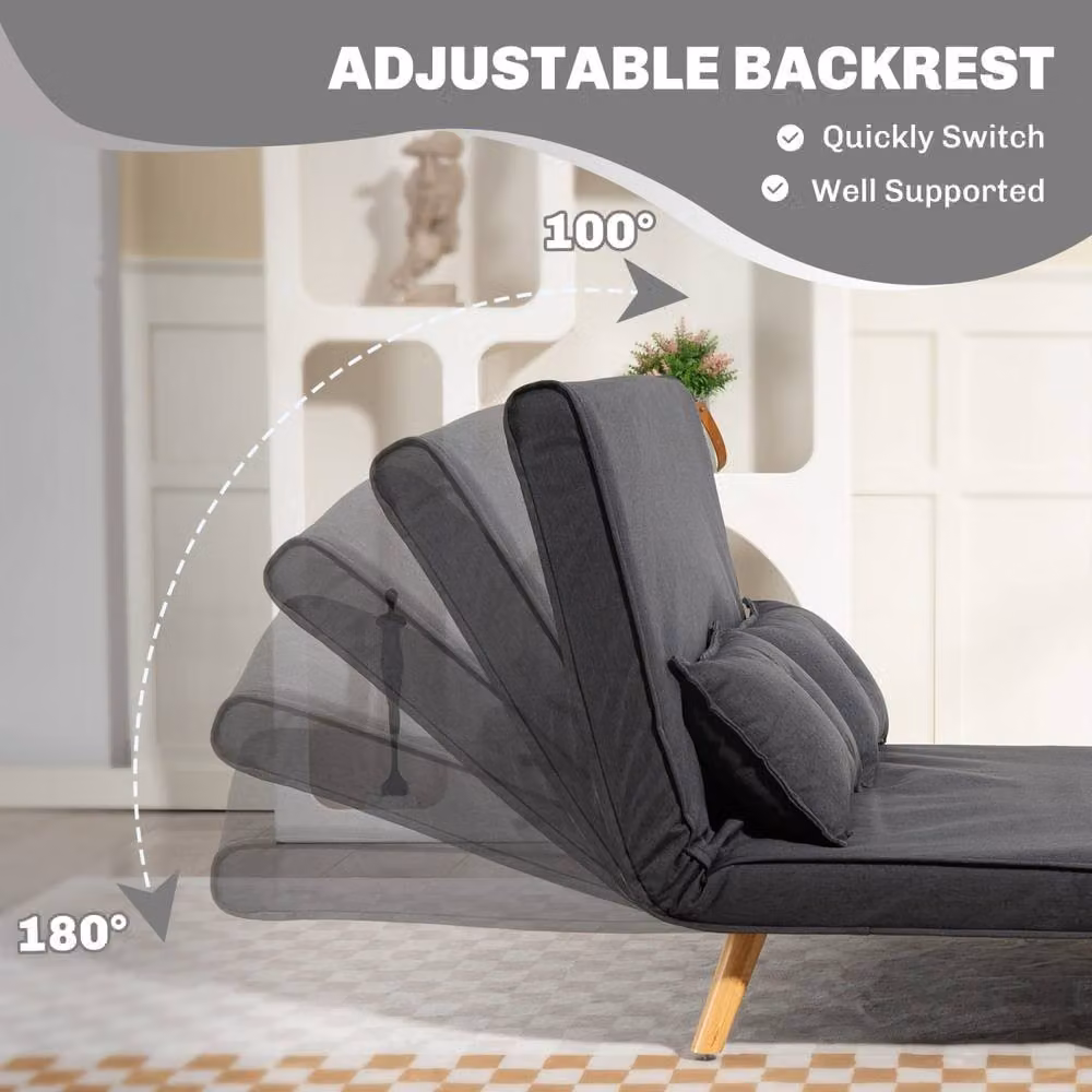 Wyld Haus Faroco 2 Seater Click Clack Sofa Bed in Anthracite Grey Fabric with Metal Frame and Scatter Cushions – 6