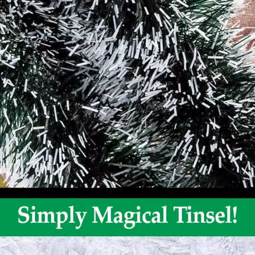 VFM e-Store Black and Green Snow Tipped Christmas Tinsel Decoration – 5
