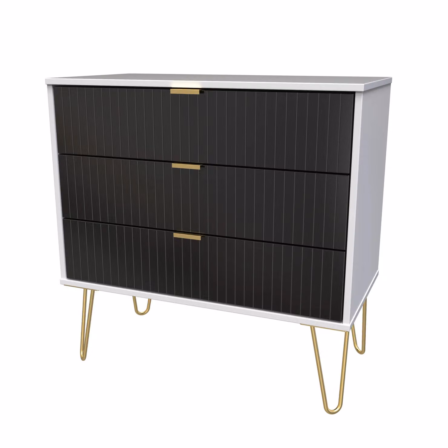 Ready Assembled 2 U Bexley 3 Drawer Chest in True Black and Gold – 2