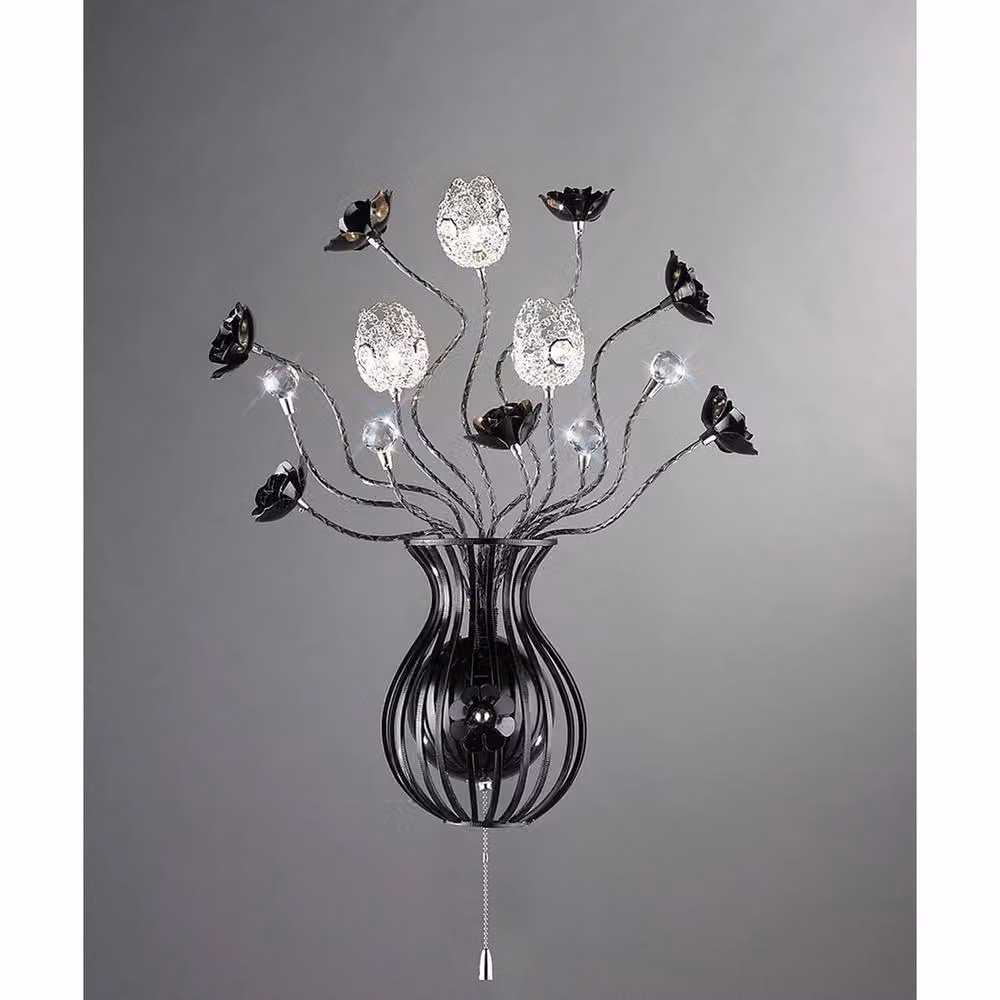 Netlighting Bonita Black Aluminium and Crystal 3-Light Wall Lamp with G4 Bulbs – 2