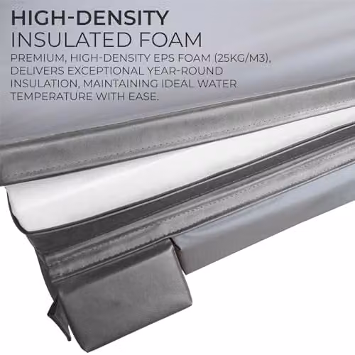 Monster Shop Square Hard Top Hot Tub Cover in Grey, W/D: 210 x 210 cm, Weatherproof PVC Leather with Galvanised Steel C-Channel – 5