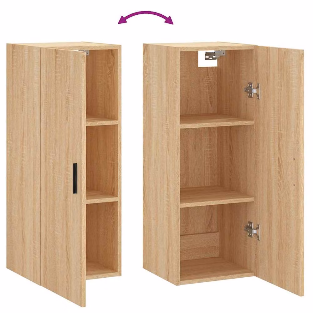 Berkfield Home Wall Mounted Sonoma Oak Cabinet in Light Oak, W/D/H: 34.5 x 34 x 90 cm – 3