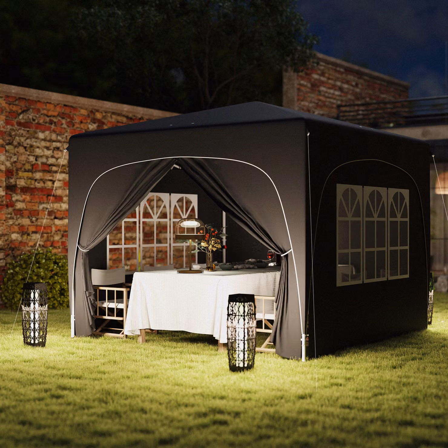 Outsunny Pop-Up Gazebo Shelter with Accessories, Black, W/D: 300 x 300 cm – 8