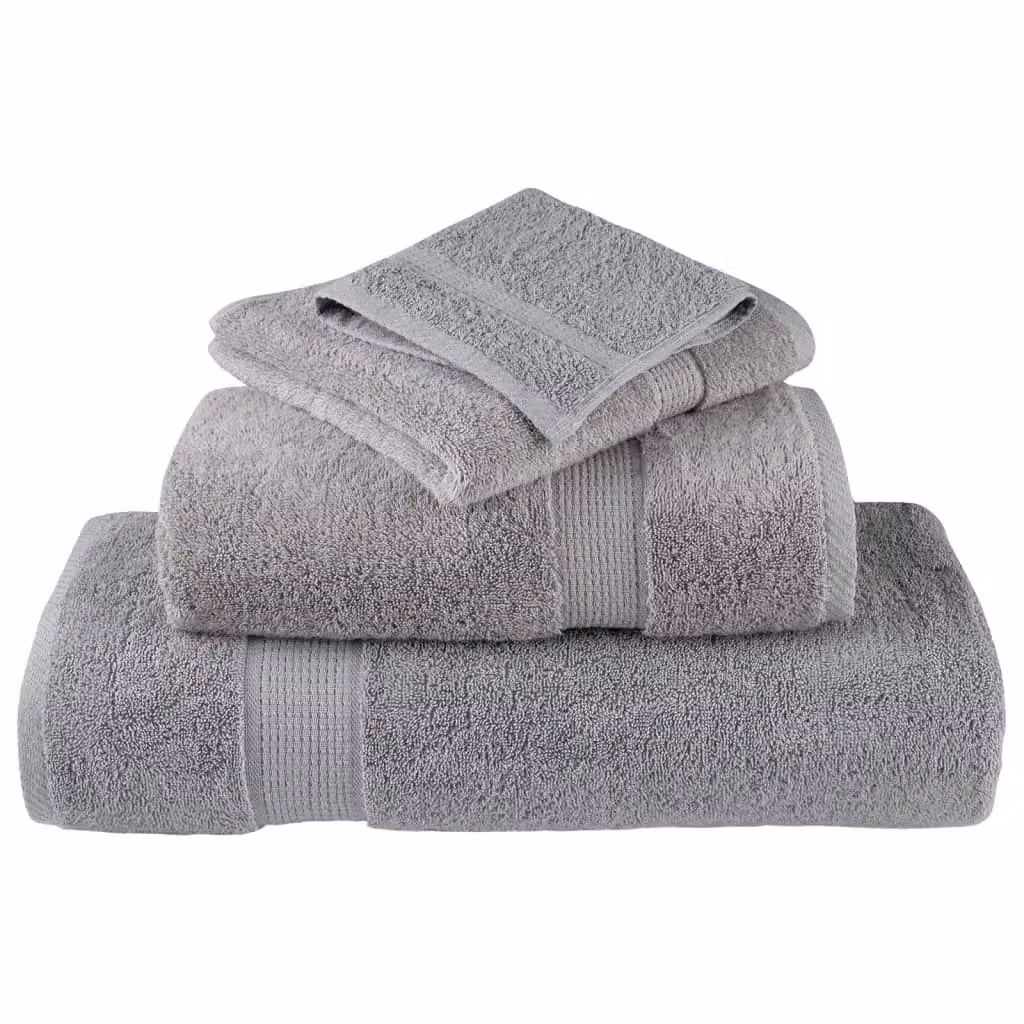 Berkfield Home SOLUND Premium Cotton Terry Towels, 4-Piece Grey Set, 600gsm, W: 100 cm, L: 200 cm – 3