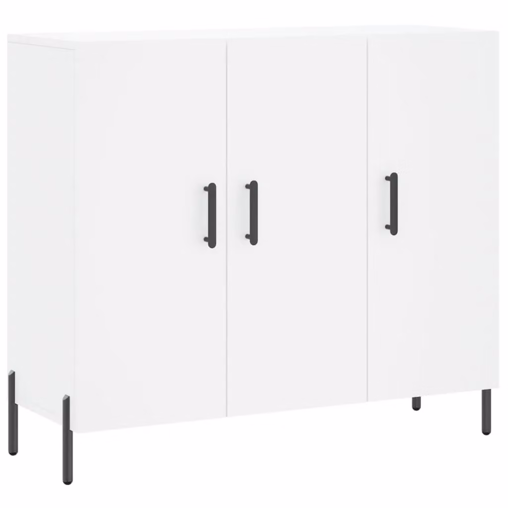 Berkfield Home Modern White Sideboard in Matt MDF and Metal, W/D/H: 90 x 34 x 80 cm – 2