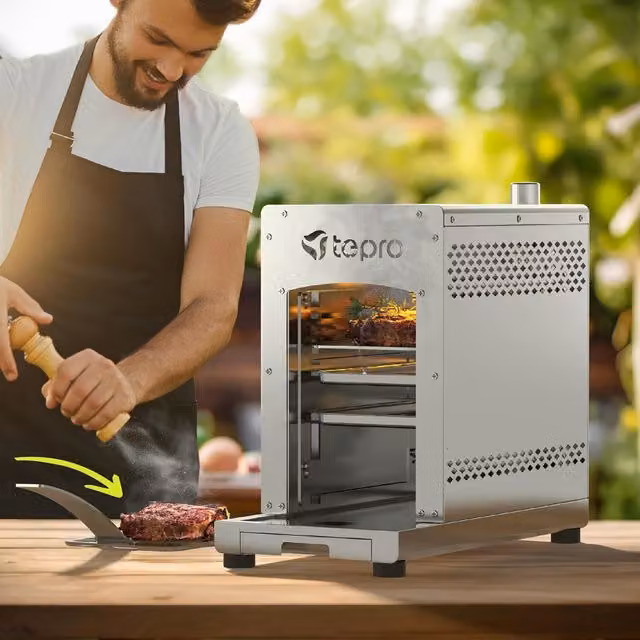 Tepro Silver Stainless Steel Tabletop Gas Steak Grill