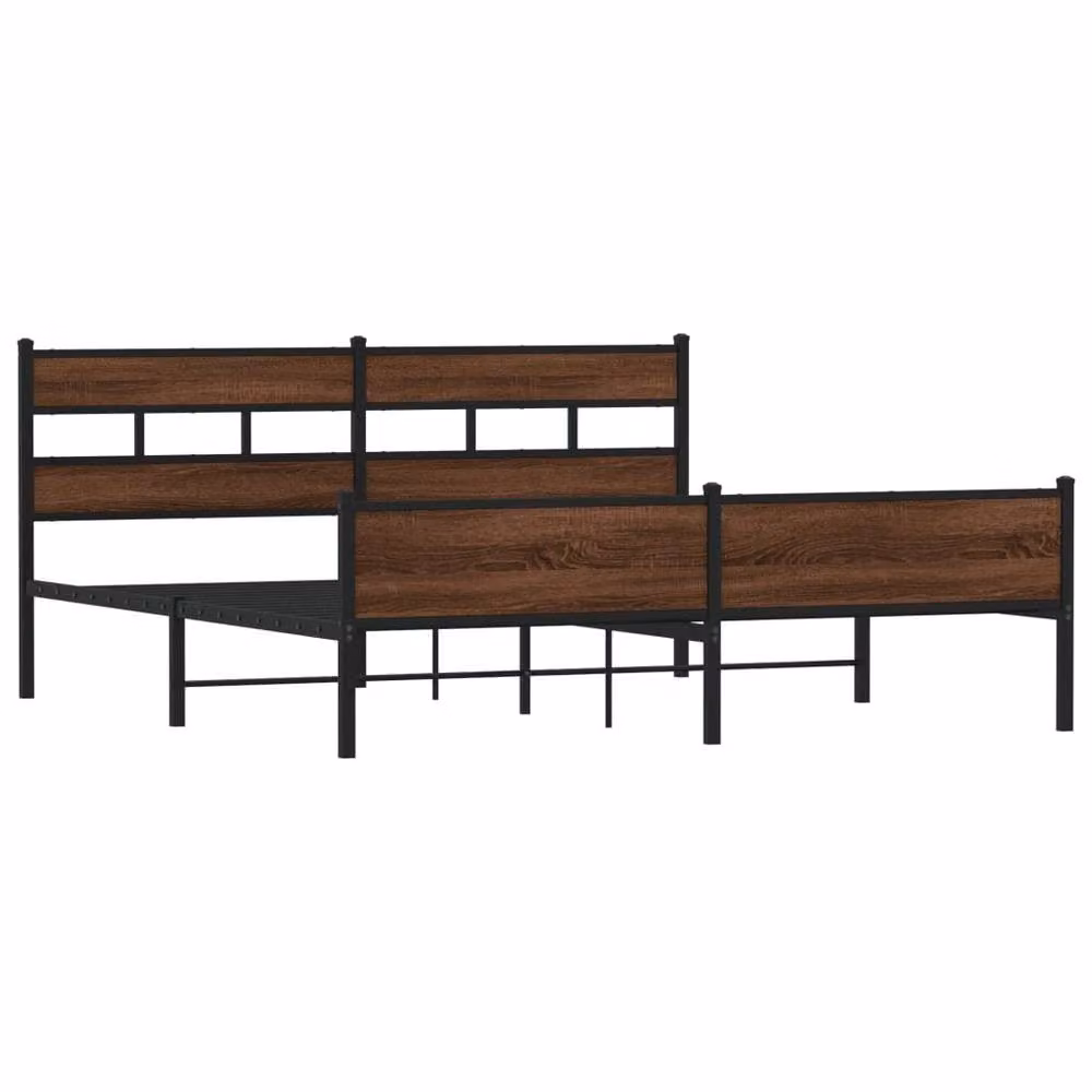 Berkfield Home Metal Bed Frame in Brown Oak, Super King, 180 x 200 cm – 3