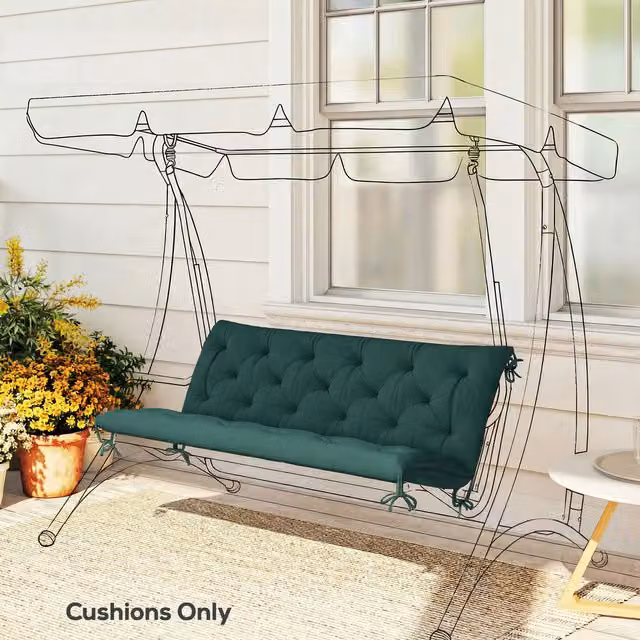 Outsunny 3 Seater Garden Bench Cushion with Back in Green