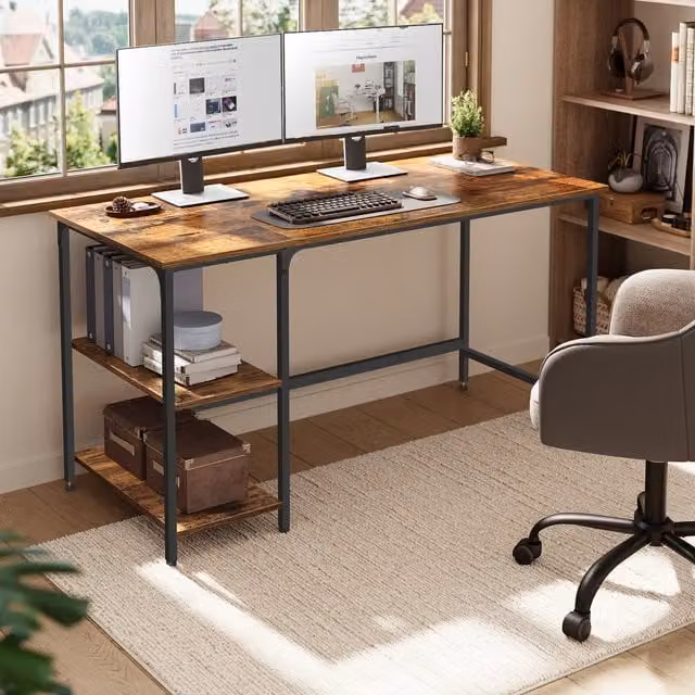 VASAGLE Industrial Writing Desk in Brown