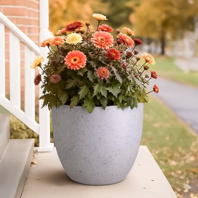 Idealist Set of 3 Speckled Grey Round Outdoor Plant Pots and Garden Planters in Ceramic and Concrete