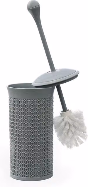 JVL Grey Knit Design Loop Plastic Toilet Brush and Holder Set – 1
