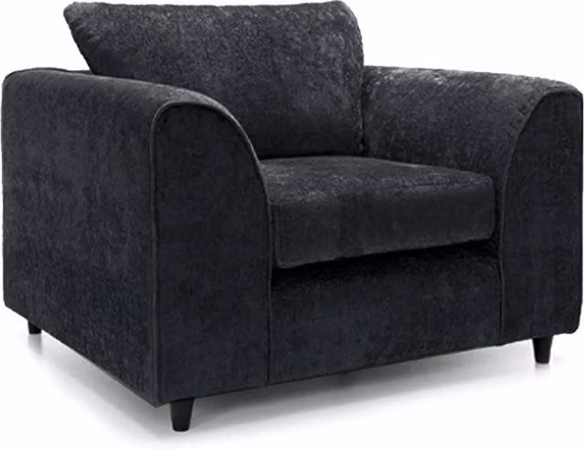 Furnishings For Less UK Monaco Single Seater Armchair in Black Chenille Fabric with Curved Arms – 1