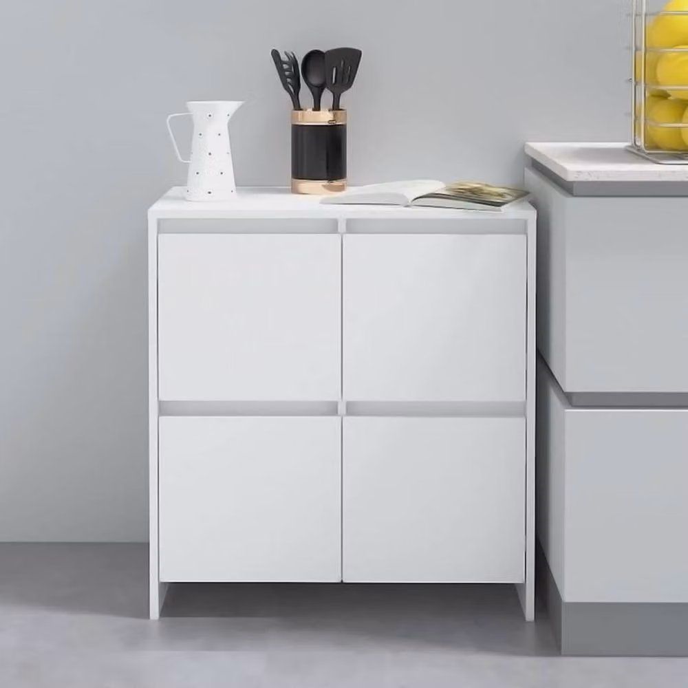 Berkfield Home Set of 2 White Matt Engineered Wood Sideboards, W/D/H: 70 x 41 x 75 cm – 2