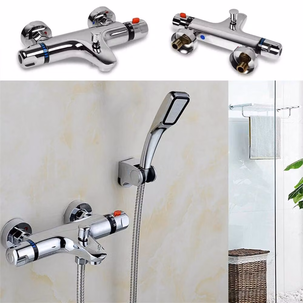 Nordara Chrome Thermostatic Wall Mounted Shower Mixer Tap in Silver – 3