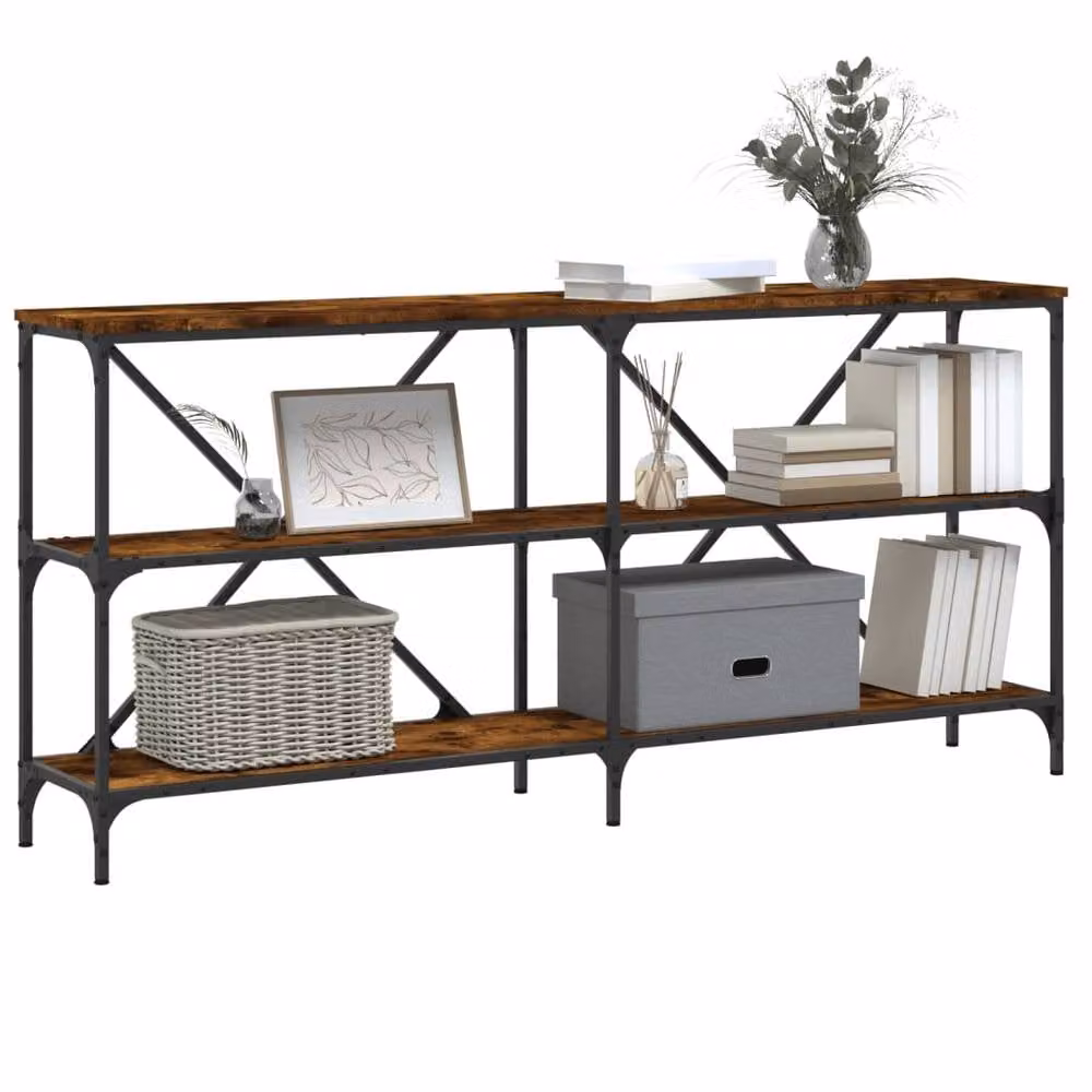 Berkfield Home Smoked Oak Console Table in Brown, W/D/H: 160 x 30 x 75 cm – 2
