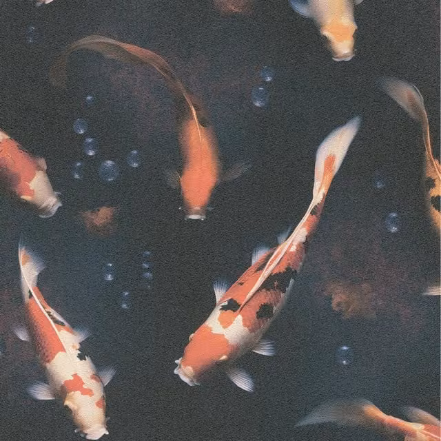 Erismann Midnight Pond Abstract Animal Vinyl Flooring in Black and Multicolour