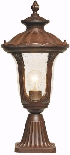 Netlighting Chicago Small Outdoor Pedestal Lantern in Rusty Brown Bronze with IP44 Rating and E27 Socket