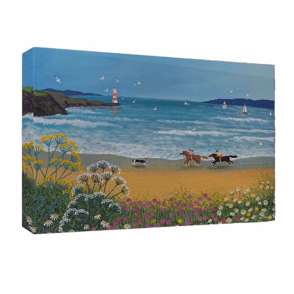 Jo Grundy The Race To The Lighthouse Multicolour Framed Canvas Print – 2