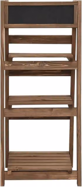 Berkfield Home 3-Tier Rustic Brown Solid Wood Plant Stand with Blackboard, W/D/H: 40 x 30 x 90 cm