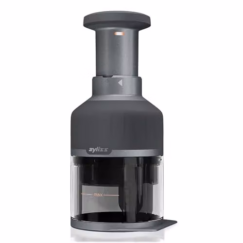 Zyliss Zick Zick 3 Manual Food and Onion Chopper in Grey with Stainless Steel Blades and Dishwasher Safe Container – 1