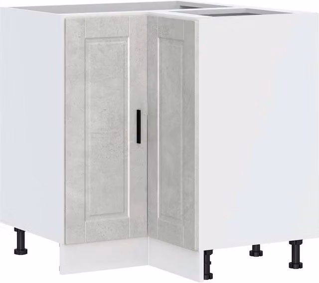 Berkfield Home Porto Corner Kitchen Base Cabinet in Concrete Grey Engineered Wood