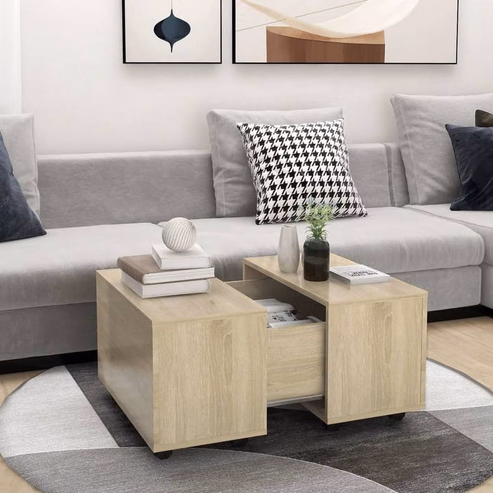 Berkfield Home Sonoma Oak Coffee Table in Brown, W/D/H: 60 x 60 x 38 cm – 2