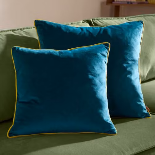 Riva Home Meridian Signature Collection Blue Square Polyester Cushion with Hollow Fibre Filling – 3