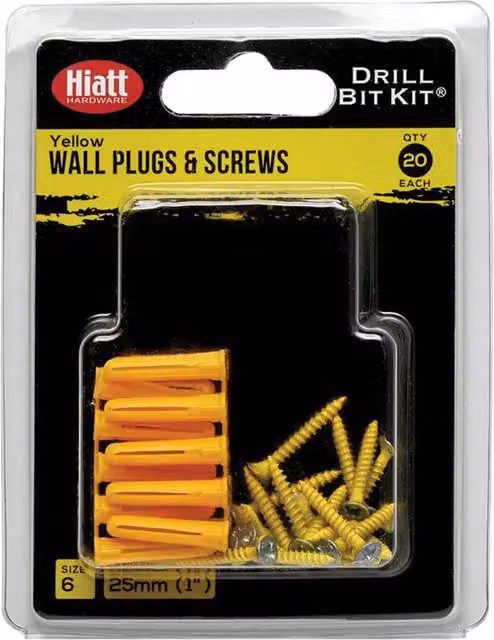 Harris Yellow Plasterboard Cavity Anchor and Screw Set