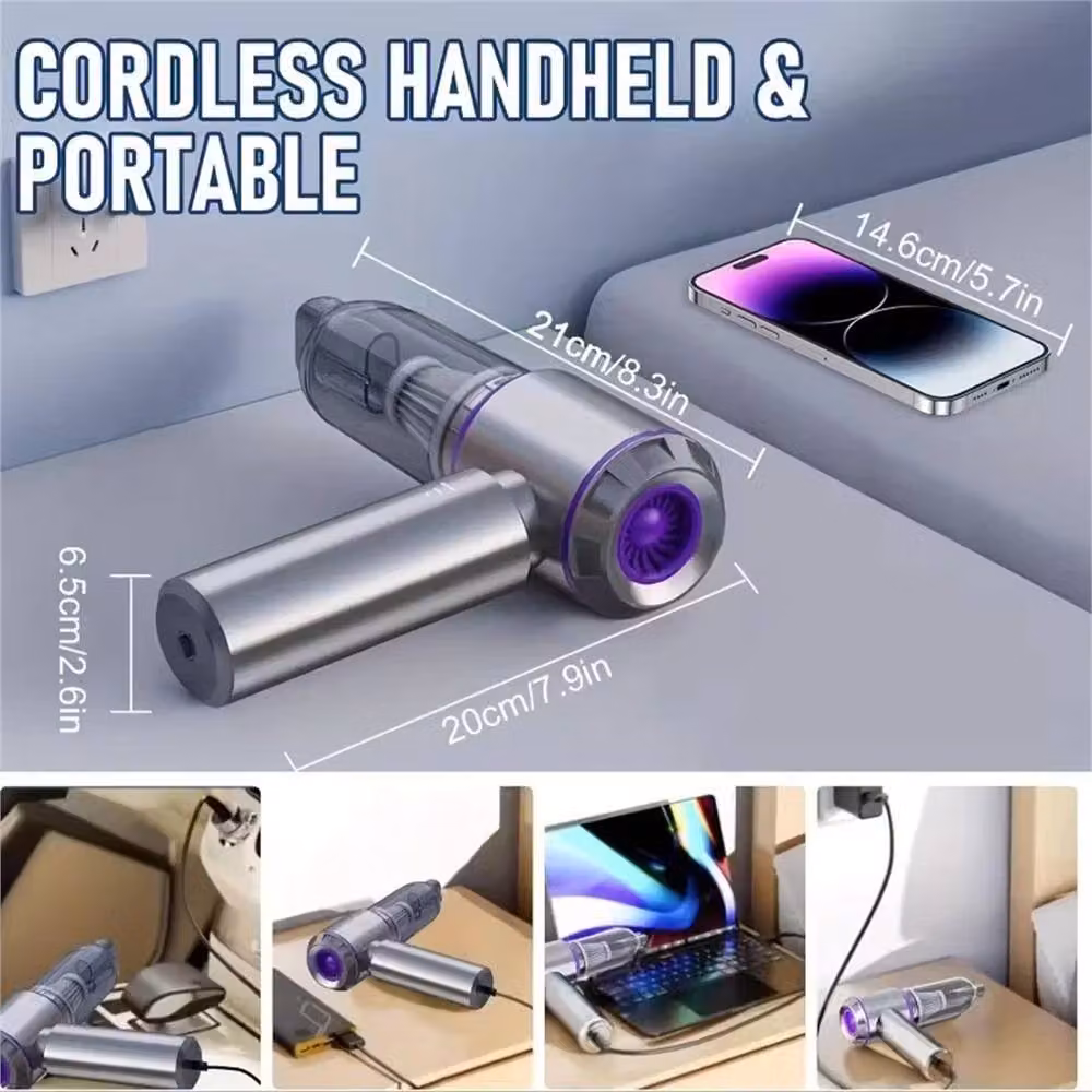 Nordara Mini USB Rechargeable Car Vacuum Cleaner in Grey with Washable Filter – 2
