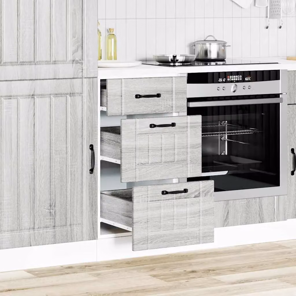 Berkfield Home Lucca Grey Sonoma Kitchen Base Cabinet in Matt Engineered Wood – 2