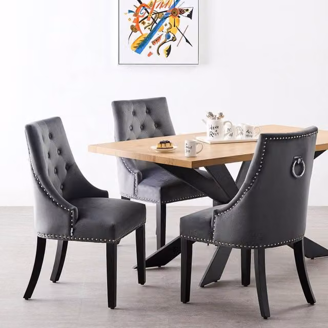 Life Interiors Windsor Duke LUX Modern Rectangular Dining Table and 4 Chairs Set in Grey