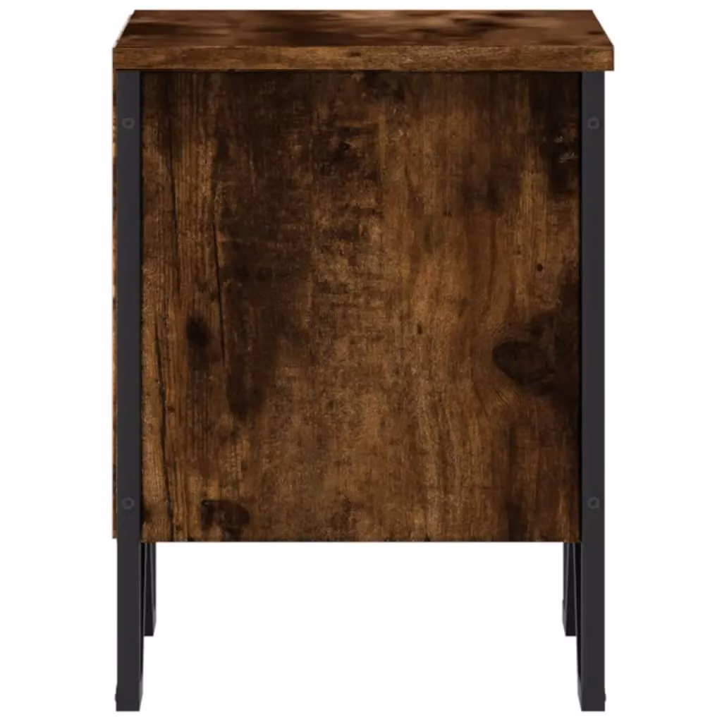 Berkfield Home Set of 2 Smoked Oak Bedside Cabinets in Brown, W/D/H: 40 x 30 x 40 cm – 6