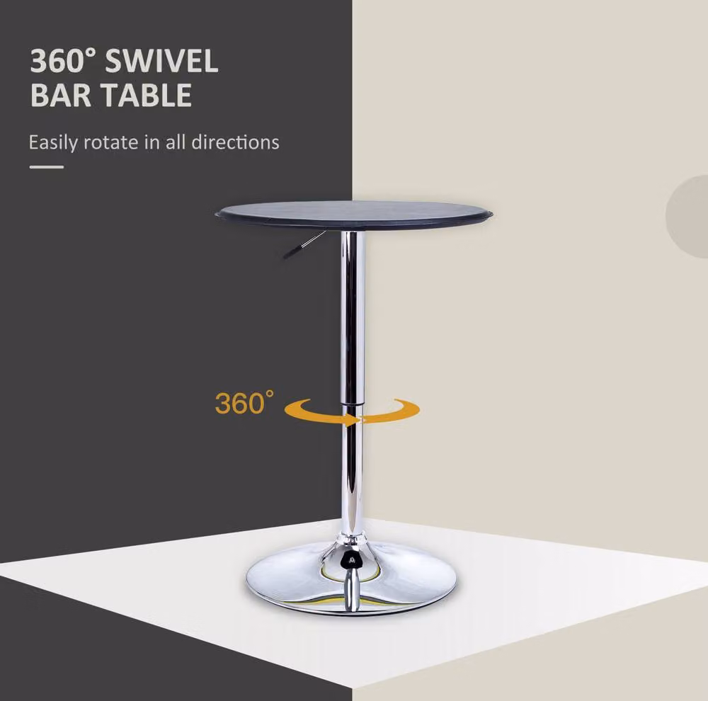 STILVORA Adjustable Round Bar Table with Rotating Top and Black Steel Base – 6