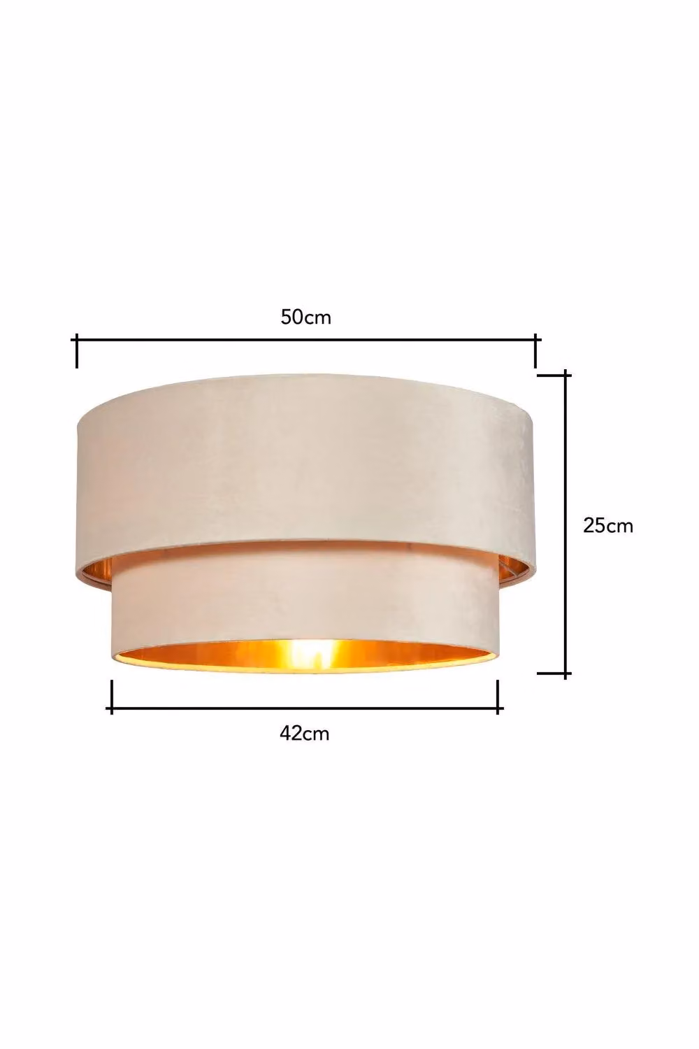 BHS Lighting Tia Easy Fit Cylinder Fabric Light Shade in Beige and Gold/Brass – 2