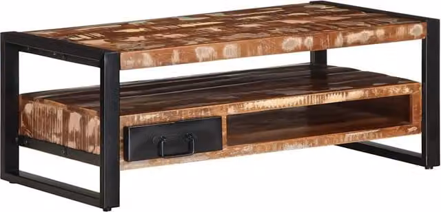 Berkfield Home Multicolour Reclaimed Solid Wood Coffee Table, W/D/H: 90 x 50 x 36 cm